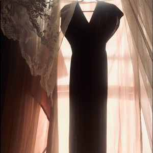 70s Vintage Silk Black Dress M